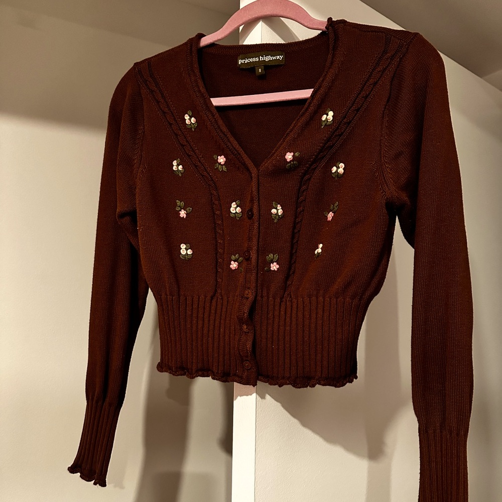 Princess Highway Cardigan with Floral Embroidery